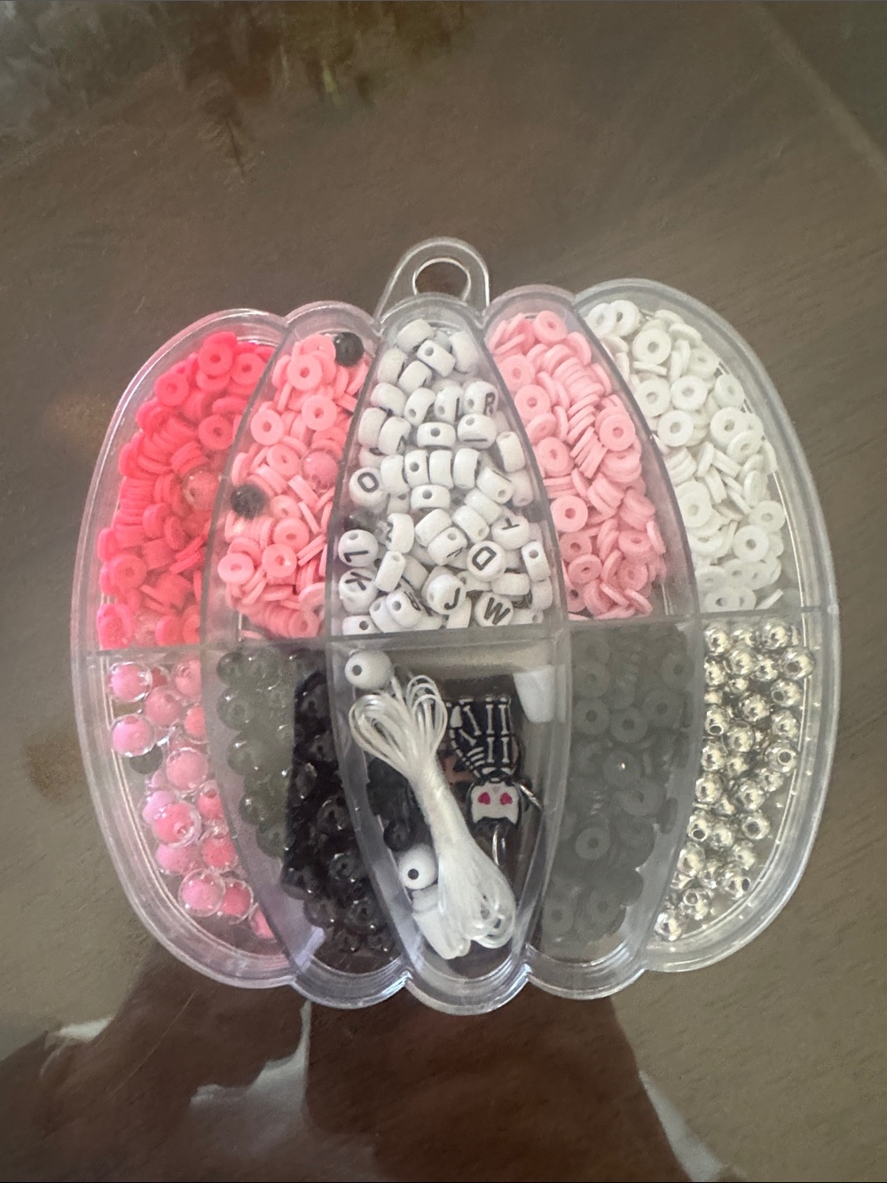 New Bead Craft Kit - Pink & White Assorted Beads with String